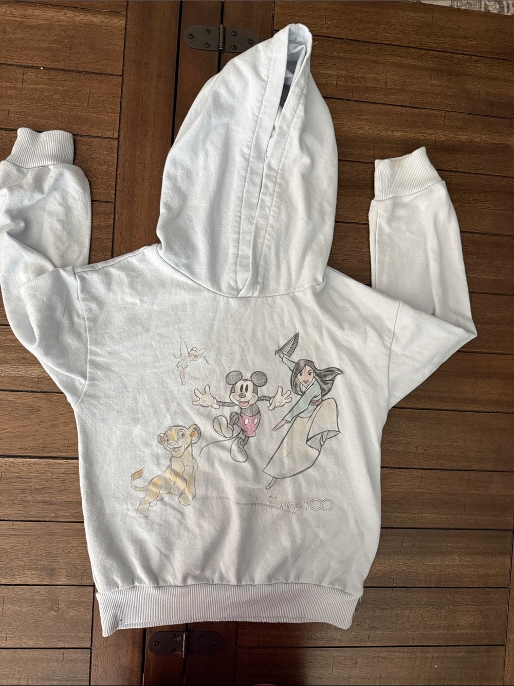 Disney Kids Light White Hoodie with Classic Character Print
